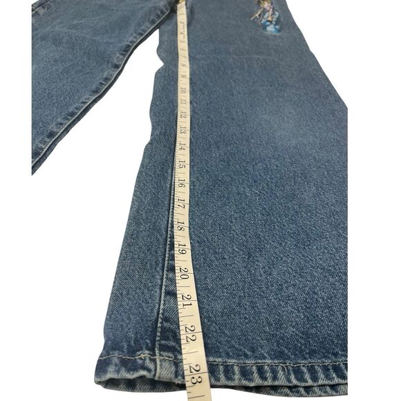 JNCO Gems Glowwy Girls Jeans Sz 10 Y2K Vintage USA Wide Leg Cartoon Embroidered - Picture 6 of 16